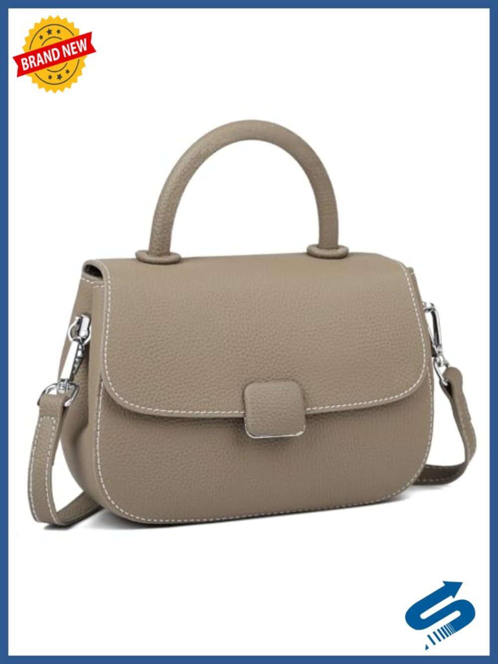 Genuine Leather Crossbody Bag with Top Handle and Adjustable Strap
